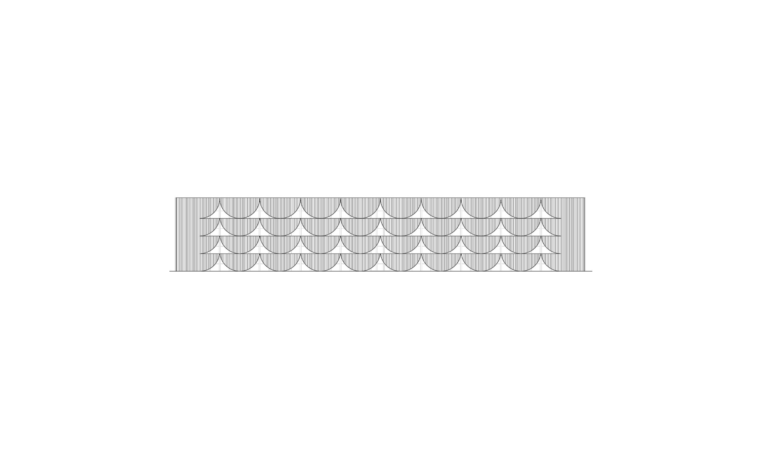 Facade with semicircular openings - Christo and Jeanne Claude center