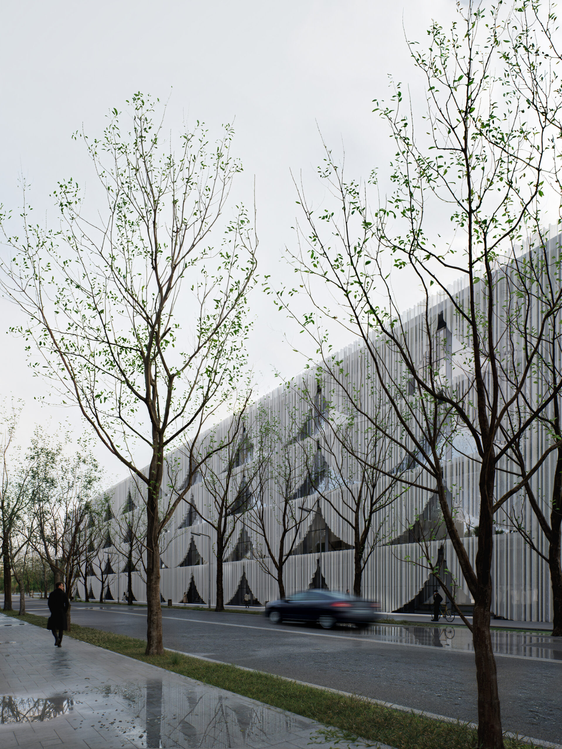 Christo and Jeanne-Claude Center in Gabrovo by Simple Architecture with white textile like facade